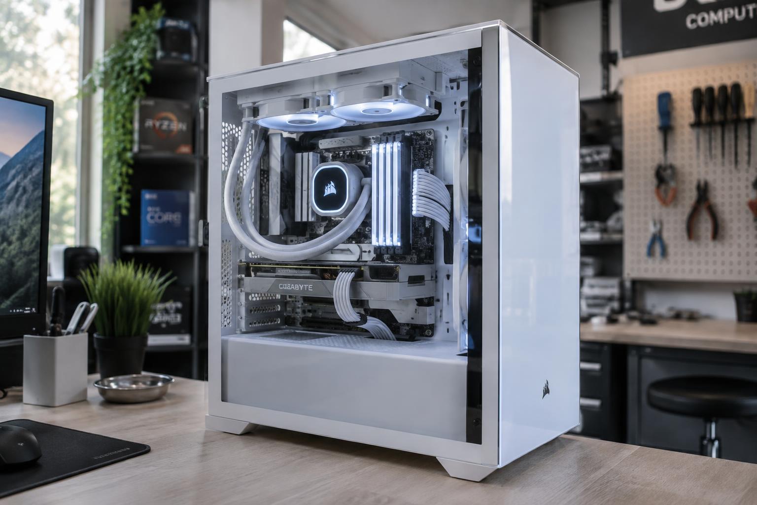 Ordinateur sur mesure avec watercooling et câblage soigné